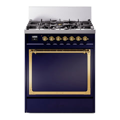 ILVE Nostalgie II Noblesse 30 Inch Dual Fuel Range with 5 Burners and Solid Door - UN30QNMP - The Home Selection