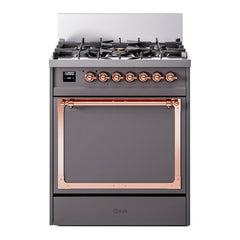 ILVE Nostalgie II Noblesse 30 Inch Dual Fuel Range with 5 Burners and Solid Door - UN30QNMP - The Home Selection