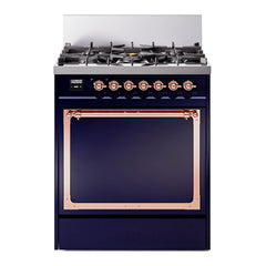 ILVE Nostalgie II Noblesse 30 Inch Dual Fuel Range with 5 Burners and Solid Door - UN30QNMP - The Home Selection