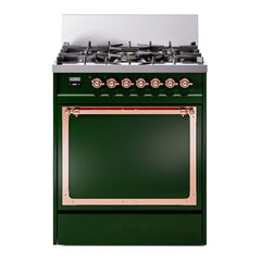 ILVE Nostalgie II Noblesse 30 Inch Dual Fuel Range with 5 Burners and Solid Door - UN30QNMP - The Home Selection