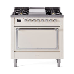 ILVE Nostalgie II Noblesse 36" Dual Fuel Range with 6 Burners and Griddle Solid Door - UN36FQNM - The Home Selection