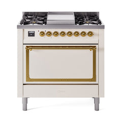 ILVE Nostalgie II Noblesse 36" Dual Fuel Range with 6 Burners and Griddle Solid Door - UN36FQNM - The Home Selection