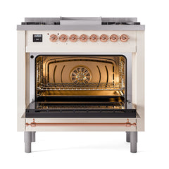 ILVE Nostalgie II Noblesse 36" Dual Fuel Range with 6 Burners and Griddle Solid Door - UN36FQNM - The Home Selection