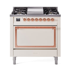 ILVE Nostalgie II Noblesse 36" Dual Fuel Range with 6 Burners and Griddle Solid Door - UN36FQNM - The Home Selection