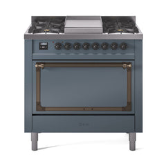 ILVE Nostalgie II Noblesse 36" Dual Fuel Range with 6 Burners and Griddle Solid Door - UN36FQNM - The Home Selection
