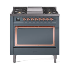 ILVE Nostalgie II Noblesse 36" Dual Fuel Range with 6 Burners and Griddle Solid Door - UN36FQNM - The Home Selection