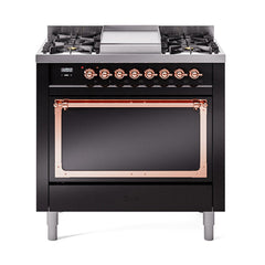 ILVE Nostalgie II Noblesse 36" Dual Fuel Range with 6 Burners and Griddle Solid Door - UN36FQNM - The Home Selection