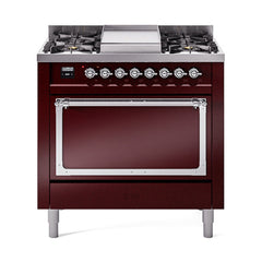 ILVE Nostalgie II Noblesse 36" Dual Fuel Range with 6 Burners and Griddle Solid Door - UN36FQNM - The Home Selection