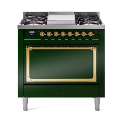 ILVE Nostalgie II Noblesse 36" Dual Fuel Range with 6 Burners and Griddle Solid Door - UN36FQNM - The Home Selection