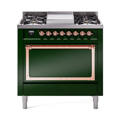 ILVE Nostalgie II Noblesse 36" Dual Fuel Range with 6 Burners and Griddle Solid Door - UN36FQNM - The Home Selection