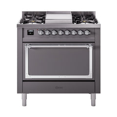 ILVE Nostalgie II Noblesse 36" Dual Fuel Range with 6 Burners and Griddle Solid Door - UN36FQNM - The Home Selection