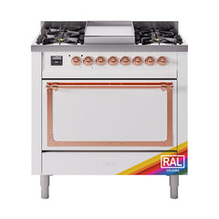 ILVE Nostalgie II Noblesse 36" Dual Fuel Range with 6 Burners and Griddle Solid Door - UN36FQNM - The Home Selection