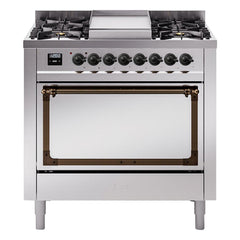 ILVE Nostalgie II Noblesse 36" Dual Fuel Range with 6 Burners and Griddle Solid Door - UN36FQNM - The Home Selection