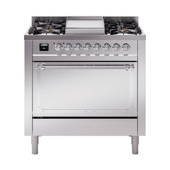 ILVE Nostalgie II Noblesse 36" Dual Fuel Range with 6 Burners and Griddle Solid Door - UN36FQNM - The Home Selection