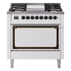 ILVE Nostalgie II Noblesse 36" Dual Fuel Range with 6 Burners and Griddle Solid Door - UN36FQNM - The Home Selection