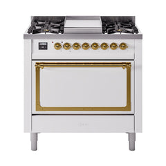 ILVE Nostalgie II Noblesse 36" Dual Fuel Range with 6 Burners and Griddle Solid Door - UN36FQNM - The Home Selection