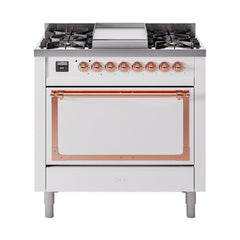 ILVE Nostalgie II Noblesse 36" Dual Fuel Range with 6 Burners and Griddle Solid Door - UN36FQNM - The Home Selection