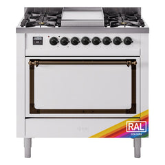ILVE Nostalgie II Noblesse 36" Dual Fuel Range with 6 Burners and Griddle Solid Door - UN36FQNM - The Home Selection