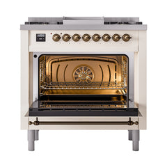 ILVE Nostalgie II Noblesse 36" Dual Fuel Range with 6 Burners and Griddle Solid Door - UN36FQNM - The Home Selection