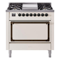 ILVE Nostalgie II Noblesse 36" Dual Fuel Range with 6 Burners and Griddle Solid Door - UN36FQNM - The Home Selection