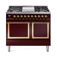 ILVE Nostalgie II Noblesse 40" Dual Fuel Range with 6 Burners Solid Door - UND40FQNMP - The Home Selection