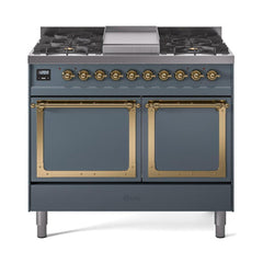 ILVE Nostalgie II Noblesse 40" Dual Fuel Range with 6 Burners Solid Door - UND40FQNMP - The Home Selection