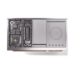 ILVE Nostalgie II Noblesse 48 inch Dual Fuel Range 5 Sealed Burners + Griddle + French Top Triple Glass Door - UN48FSNMP - The Home Selection