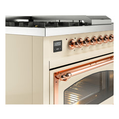 ILVE Nostalgie II Noblesse 48 inch Dual Fuel Range 5 Sealed Burners + Griddle + French Top Triple Glass Door - UN48FSNMP - The Home Selection