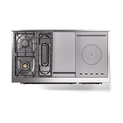 ILVE Nostalgie II Noblesse 48 inch Dual Fuel Range 5 Sealed Burners + Griddle + French Top Triple Glass Door - UN48FSNMP - The Home Selection