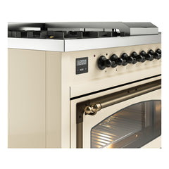 ILVE Nostalgie II Noblesse 48 inch Dual Fuel Range 5 Sealed Burners + Griddle + French Top Triple Glass Door - UN48FSNMP - The Home Selection