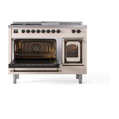 ILVE Nostalgie II Noblesse 48 inch Dual Fuel Range 5 Sealed Burners + Griddle + French Top Triple Glass Door - UN48FSNMP - The Home Selection