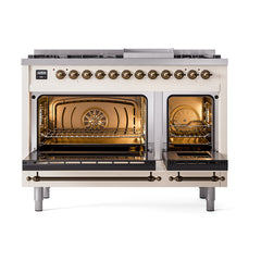 ILVE Nostalgie II Noblesse 48 inch Dual Fuel Range 8 Sealed Burners + Griddle, Triple Glass Door - UN48FNM - The Home Selection