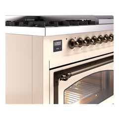 ILVE Nostalgie II Noblesse 48 inch Dual Fuel Range 8 Sealed Burners + Griddle, Triple Glass Door - UN48FNM - The Home Selection