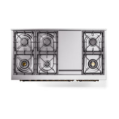 ILVE Nostalgie II Noblesse 48 inch Dual Fuel Range 8 Sealed Burners + Griddle, Triple Glass Door - UN48FNM - The Home Selection