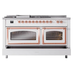 ILVE Nostalgie II Noblesse 60" Dual Fuel Range 7 Sealed Burners + Griddle + French Top,Triple Glass Door - UN60FSNMP - The Home Selection