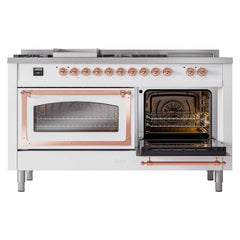 ILVE Nostalgie II Noblesse 60" Dual Fuel Range 7 Sealed Burners + Griddle + French Top,Triple Glass Door - UN60FSNMP - The Home Selection