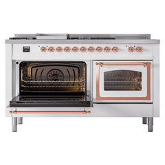 ILVE Nostalgie II Noblesse 60" Dual Fuel Range 7 Sealed Burners + Griddle + French Top,Triple Glass Door - UN60FSNMP - The Home Selection