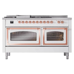 ILVE Nostalgie II Noblesse 60" Dual Fuel Range 7 Sealed Burners + Griddle + French Top,Triple Glass Door - UN60FSNMP - The Home Selection