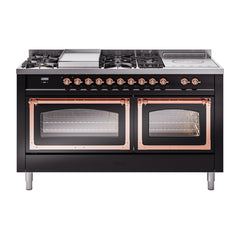 ILVE Nostalgie II Noblesse 60" Dual Fuel Range 7 Sealed Burners + Griddle + French Top,Triple Glass Door - UN60FSNMP - The Home Selection