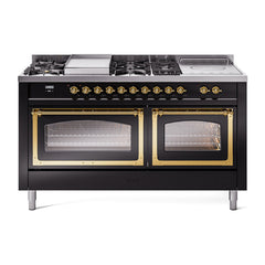 ILVE Nostalgie II Noblesse 60" Dual Fuel Range 7 Sealed Burners + Griddle + French Top,Triple Glass Door - UN60FSNMP - The Home Selection