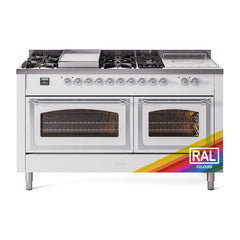 ILVE Nostalgie II Noblesse 60" Dual Fuel Range 7 Sealed Burners + Griddle + French Top,Triple Glass Door - UN60FSNMP - The Home Selection