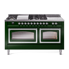 ILVE Nostalgie II Noblesse 60" Dual Fuel Range 7 Sealed Burners + Griddle + French Top,Triple Glass Door - UN60FSNMP - The Home Selection