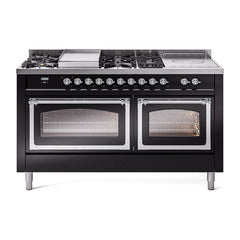 ILVE Nostalgie II Noblesse 60" Dual Fuel Range 7 Sealed Burners + Griddle + French Top,Triple Glass Door - UN60FSNMP - The Home Selection