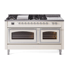 ILVE Nostalgie II Noblesse 60" Dual Fuel Range 7 Sealed Burners + Griddle + French Top,Triple Glass Door - UN60FSNMP - The Home Selection