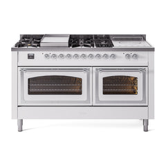 ILVE Nostalgie II Noblesse 60" Dual Fuel Range 7 Sealed Burners + Griddle + French Top,Triple Glass Door - UN60FSNMP - The Home Selection
