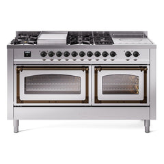 ILVE Nostalgie II Noblesse 60" Dual Fuel Range 7 Sealed Burners + Griddle + French Top,Triple Glass Door - UN60FSNMP - The Home Selection