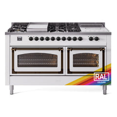 ILVE Nostalgie II Noblesse 60" Dual Fuel Range 7 Sealed Burners + Griddle + French Top,Triple Glass Door - UN60FSNMP - The Home Selection