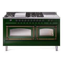 ILVE Nostalgie II Noblesse 60" Dual Fuel Range 7 Sealed Burners + Griddle + French Top,Triple Glass Door - UN60FSNMP - The Home Selection