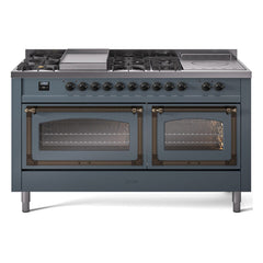ILVE Nostalgie II Noblesse 60" Dual Fuel Range 7 Sealed Burners + Griddle + French Top,Triple Glass Door - UN60FSNMP - The Home Selection