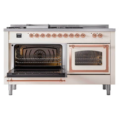 ILVE Nostalgie II Noblesse 60" Dual Fuel Range 7 Sealed Burners + Griddle + French Top,Triple Glass Door - UN60FSNMP - The Home Selection